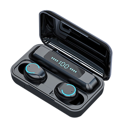 Wholesale cheap high fidelity tws macaron wireless PowerBank Earbuds F9 power bank led display wireless earphones in ear headphones
