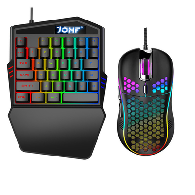 JCHF Plug and Play RGB Lighting Mechanical Gaming Keyboard 35 Keys and Mouse Combo Backlit Wired Keyboard for Gamer